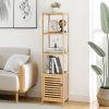 100% Bamboo Bathroom Rack 5-Layer Multifunctional Adjustable Shelf Natural