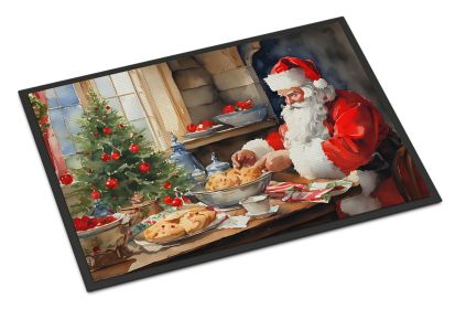 Cookies with Santa Claus Doormat Front Door Mat Indoor Outdoor Rugs for Entryway, Non Slip Washable Low Pile, 24H X 36W