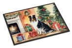 Collie Cozy Christmas Doormat Front Door Mat Indoor Outdoor Rugs for Entryway, Non Slip Washable Low Pile, 24H X 36W