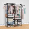 Clothing Rack Clothes Rack, 66'' Multifunctional Garment Rack for Hanging Clothes, 4 Tiers Portable Closet Rack with 4 Hooks & 2 Hanging Rods