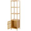 100% Bamboo Bathroom Rack 5-Layer Multifunctional Adjustable Shelf Natural