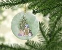 Australian Shepherd Puppy Christmas Presents and Tree Ceramic Ornament Christmas Tree Hanging Decorations for Home Christmas Holiday, Party, Gift