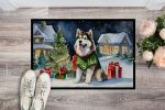 Alaskan Malamute Cozy Christmas Doormat Front Door Mat Indoor Outdoor Rugs for Entryway, Non Slip Washable Low Pile, 24H X 36W