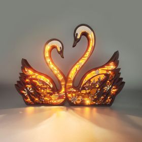 1pc Swan Wooden Night Light, Suitable For Room, Desk, A Symbol Of Love Exquisite Night Light (style: LED LIGHT)