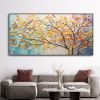 Hand Painted Oil Painting Large Colorful Tree Wall Art Boho Canvas Oil Painting Colorful Leaf Texture Palette Knife Art Contemporary Art Abstract Text