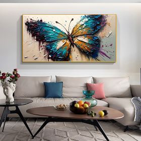 Handmade Oil Painting Original Textured Butterfly Oil Painting On Canvas Large Wall Art Abstract Colorful Animal Painting Custom Boho Wall Decor Home (style: 01, size: 150x220cm)