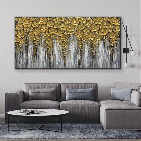 Hand Painted Oil Painting 3D Abstract Flower Landscape Oil Painting on Canvas Large Original Gold Floral Palette knife Texture Art Living Room Wall Ar (style: 01, size: 50x100cm)