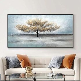 Handmade Oil Painting On Canvas Wall Art Decoration Modern Abstract Tree Painting Home Living Room Bedroom Luxurious Decoration Painting (style: 01, size: 50x100cm)