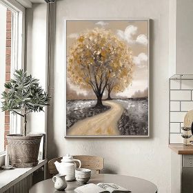 Hand Painted Oil Painting Abstract Blooming Tree Landscape Oil Painting On Canvas Nature Forest Wall Art Original Autumn Forest Landscape Art Living r (style: 01, size: 50X70cm)