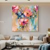 Hand Painted Oil Painting Abstract Flower Oil Painting on Canvas Large Wall Art Original Floral Wall Art Minimalist Art Gold Decor Custom Painting Liv