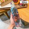 500ml Fashion Glass Water Bottle And Time Marker Creative Large Capacity Leakproof Drink Bottle Drop-Resistant Sport Outdoor