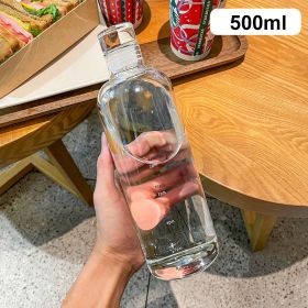 500ml Fashion Glass Water Bottle And Time Marker Creative Large Capacity Leakproof Drink Bottle Drop-Resistant Sport Outdoor (Color: White, Capacity: 500ml)