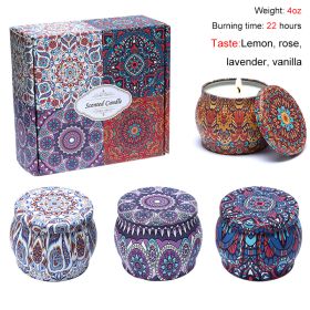 Chrstmas Gifts Vintage Scented Candles Set Flower Jar Candle Fragrance Soy Wax Natural Candle With Tin Can Wedding Birthday Home (Color: Set A-4PCS, Ships From: CN)