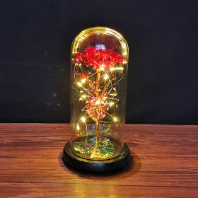 2023 LED Enchanted Galaxy Rose Eternal Rose Forever Rose In Glass Valentines Day Gift for Girlfriend Christmas Wedding Birthday (Color: Red - Warm light, Ships From: CN)