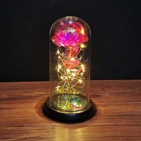 2023 LED Enchanted Galaxy Rose Eternal Rose Forever Rose In Glass Valentines Day Gift for Girlfriend Christmas Wedding Birthday (Color: Pink - Warm light, Ships From: CN)