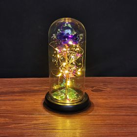 2023 LED Enchanted Galaxy Rose Eternal Rose Forever Rose In Glass Valentines Day Gift for Girlfriend Christmas Wedding Birthday (Color: Purple- Warm light, Ships From: CN)