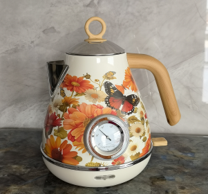 PS3013T   flower painted electric kettle 1.7L retro instrument type dial thermometer water heater 1850W electric kettle fast boiling without BPA (PS3013Ta: PS3013Td)