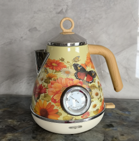 PS3013T   flower painted electric kettle 1.7L retro instrument type dial thermometer water heater 1850W electric kettle fast boiling without BPA (PS3013Ta: PS3013Tc)