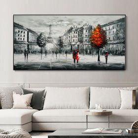 Handmade Oil Painting Abstract Art Figure Painting Black White Paris Wonders Landscape Painting On Canvas Modern Impressionist Fine Art (style: 01, size: 60x120cm)