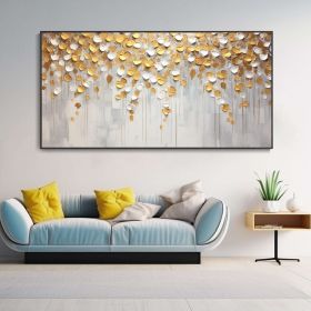 Hand Painted Golden Texture Knife Painting Abstract Autumn Leaves Landscape Oil Painting Home Wall Deco Original Modern Light Luxury Housewarming Gift (style: 01, size: 40x80cm)