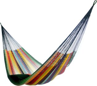 Mayan-Made Matrimonial Yucatan Hammock - Two Person Hammock - Artisan Crafted in Central America - Fits 12.5 to 13 Feet Hammock (Color: Multi Color)