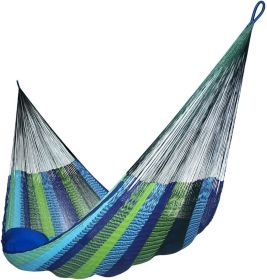 Mayan-Made Matrimonial Yucatan Hammock - Two Person Hammock - Artisan Crafted in Central America - Fits 12.5 to 13 Feet Hammock (Color: Caribbean)