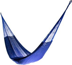 Mayan-Made Matrimonial Yucatan Hammock - Two Person Hammock - Artisan Crafted in Central America - Fits 12.5 to 13 Feet Hammock (Color: Dark Blue)