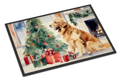 Golden Retriever Cozy Christmas Doormat Front Door Mat Indoor Outdoor Rugs for Entryway, Non Slip Washable Low Pile, 24H X 36W (Default: Default)