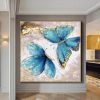 Hand Painted Oil Painting Original Abstract Art Painting on Canvas Blue Painting Handmade Wall Art Abstract Painting Butterfly Painting Contemporary A