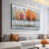 Hand Painted Oil Painting Fall Colors & Trees Abstract Painting Wall Art for Living Room Painting on Canvas Hand Painted Oil Painting for Home Decor