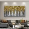 Hand Painted Oil Painting 3D Abstract Flower Landscape Oil Painting on Canvas Large Original Gold Floral Palette knife Texture Art Living Room Wall Ar