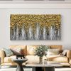 Hand Painted Oil Painting 3D Abstract Flower Landscape Oil Painting on Canvas Large Original Gold Floral Palette knife Texture Art Living Room Wall Ar