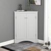 Triangle Bathroom Storage Cabinet with Adjustable Shelves, Freestanding Floor Cabinet for Home Kitchen