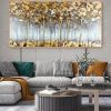 Hand Painted Oil Painting Abstract Forest oil Painting On Canvas Modern Gold Painting Custom Landscape Home Decor Large Textured Wall Art Living room