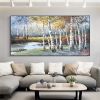 Hand Painted Oil Painting Large Original Oil Painting Abstract Art Nature Home Decor Riverside Scenery Oil Painting Modern Painting Living Room Painti