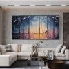 Hand Painted Oil Painting Large Abstract Rain Scenery Oil Painting on Canvas Original Forest Painting Texture Wall Art Living room Home Decor Bedroom